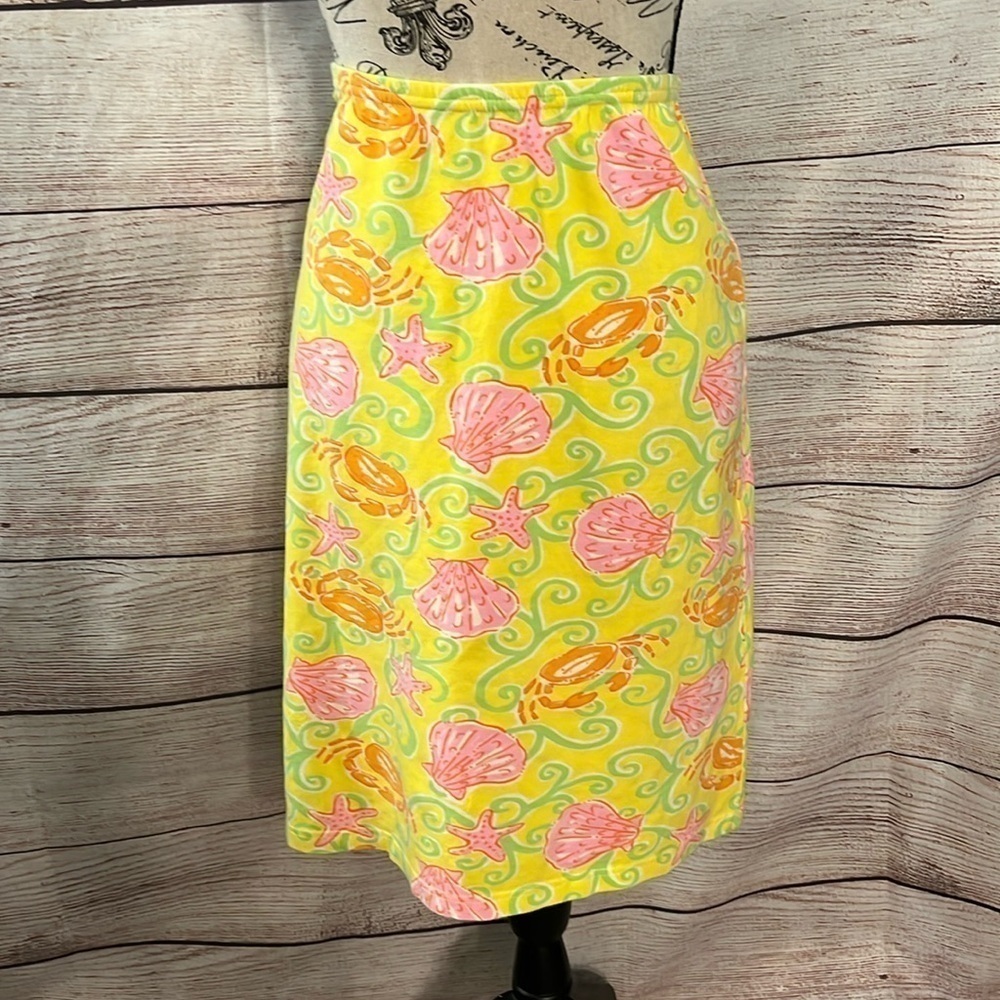 Lilly Pulitzer Sunrise Sandbar Skirt Elastic Waist Size Small Crab Starfish
